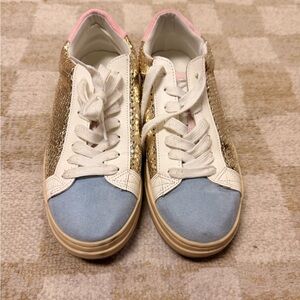 Steve Madden Gold and Blue Athletic Shoes